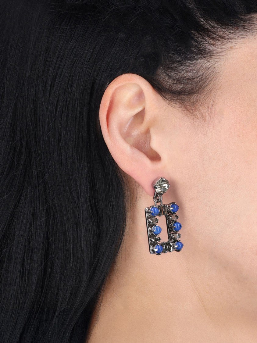 Roger Vivier Grey Geometric Square Gemstone Earrings