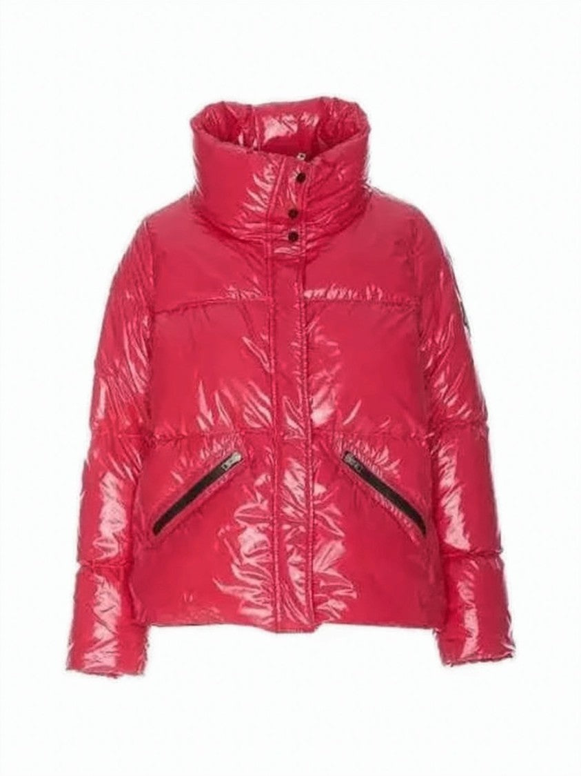 Herno Cropped Shiny Puffer Jacket With High Collar