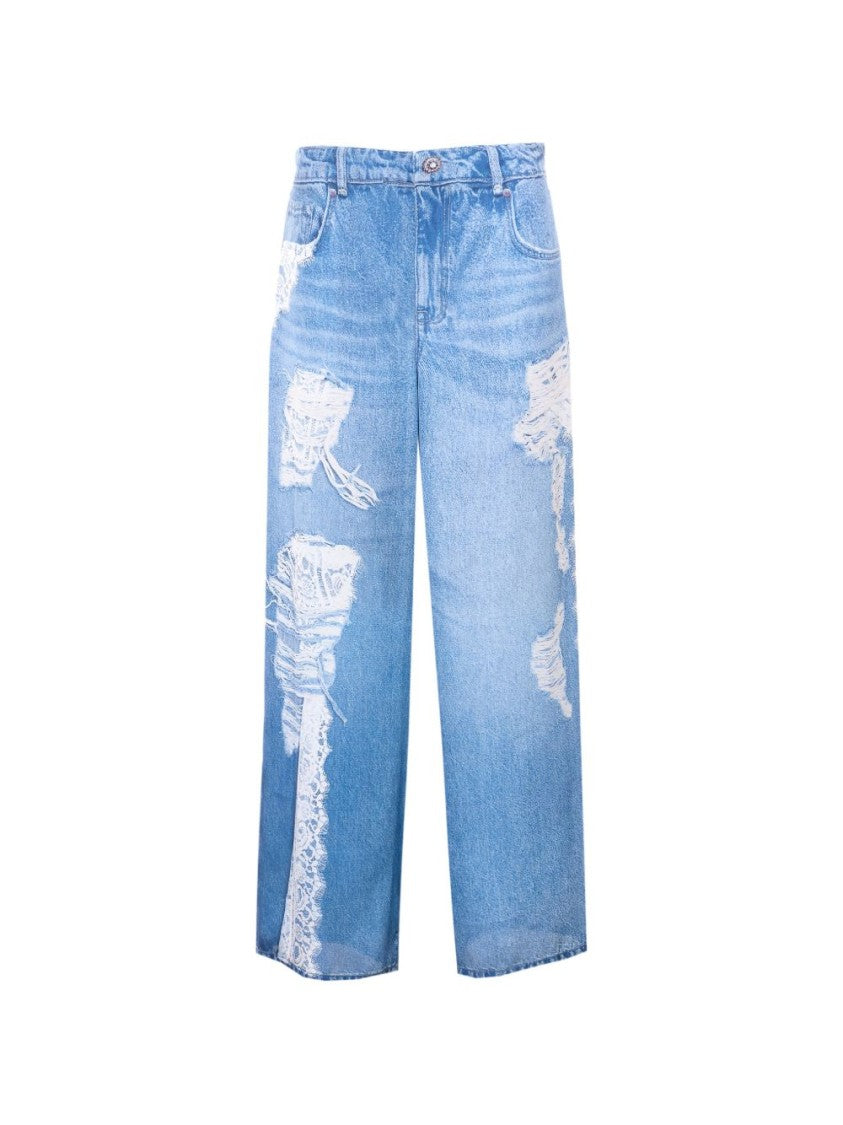 Liu Jo Relaxed Wide-Leg Denim Pants With Distressed Detail