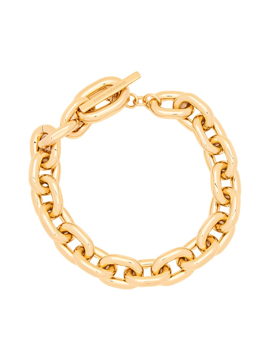 Rabanne Large Polished Gold Chain Link Necklace With Toggle Clasp