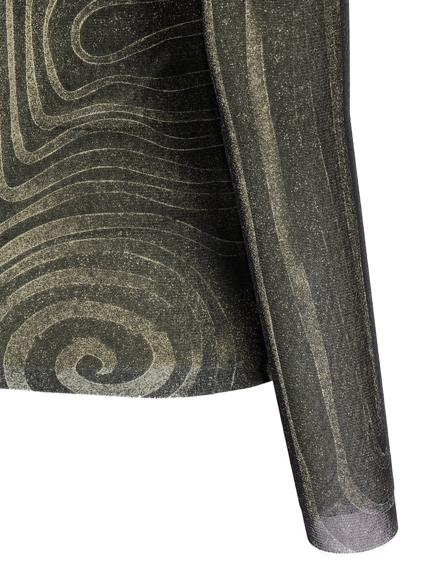 Jean Paul Gaultier Printed Semi-Transparent Tulle Top