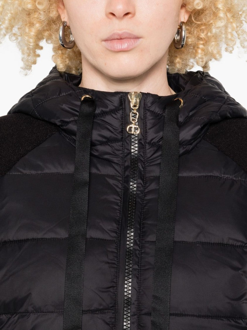 Twin-Set Quilted Black Hooded Jacket