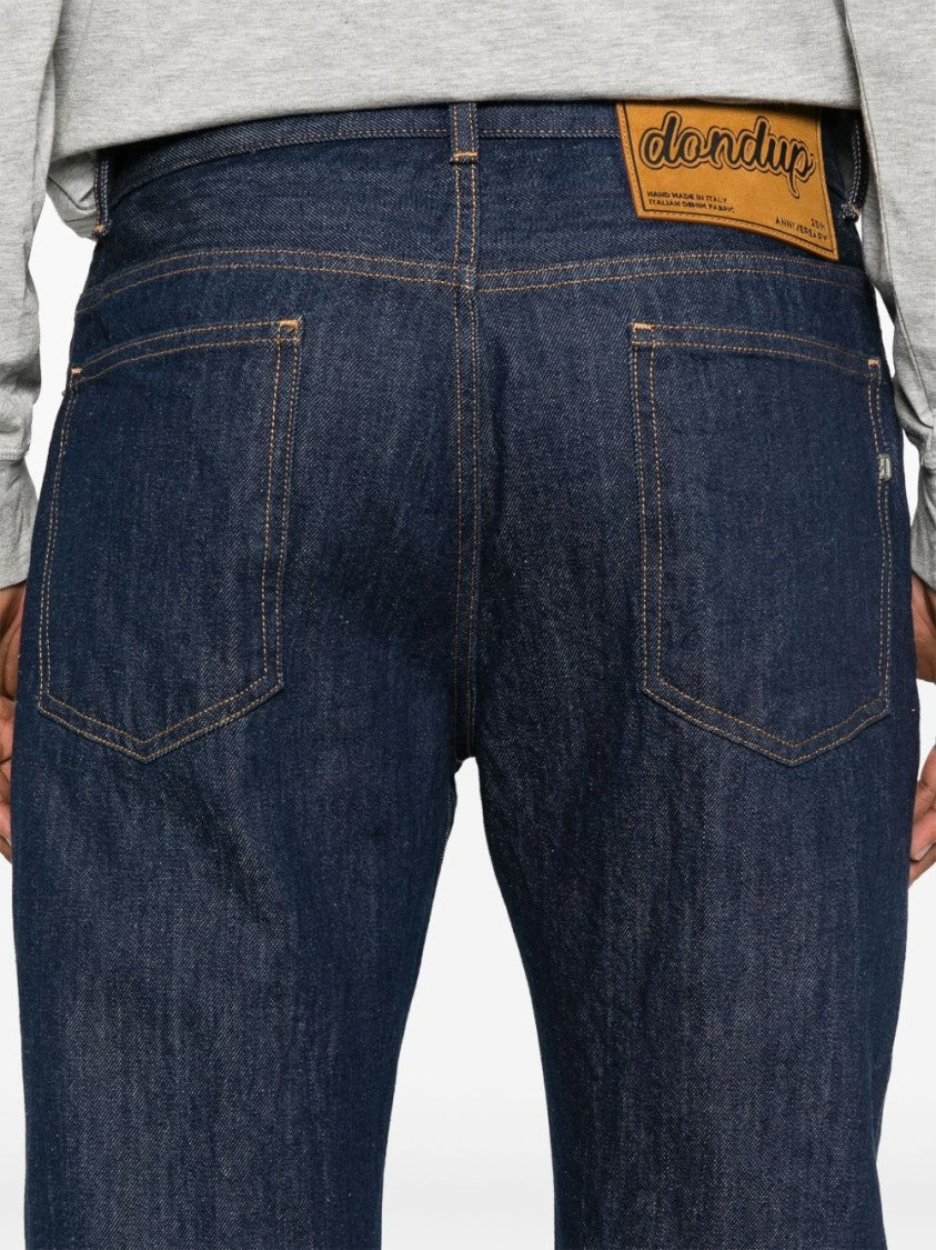 Dondup Navy Blue Tapered Leg Five-Pocket Jeans