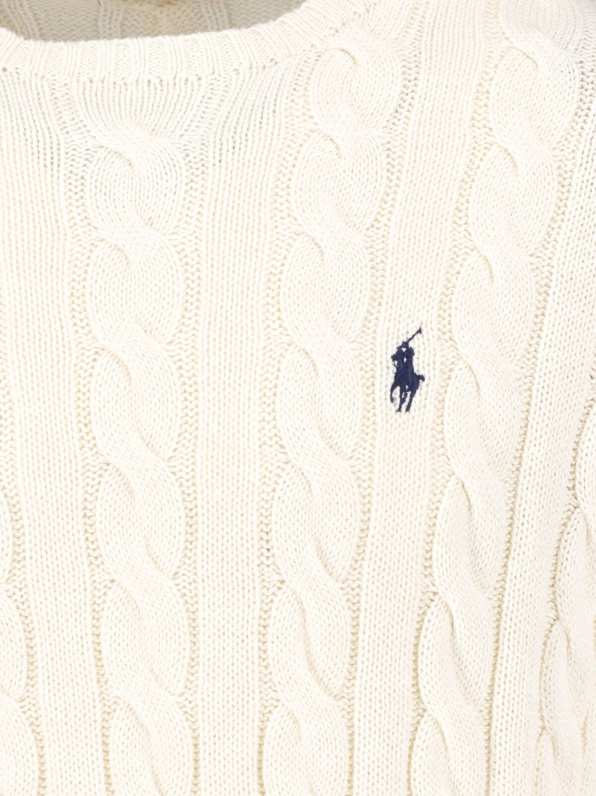 Polo Ralph Lauren White Cable-Knit Cotton Sweater