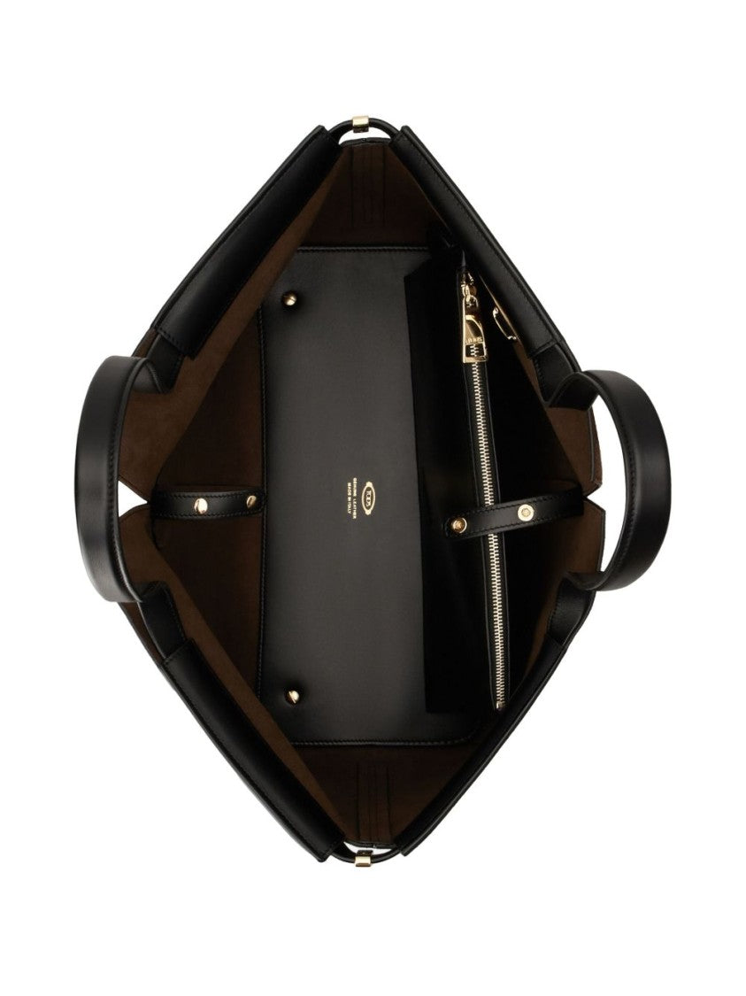 Tod's Brown Suede Shopper Bag With Leather Accents