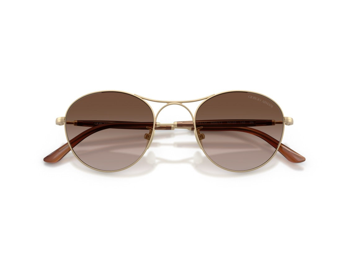 Giorgio Armani Gold 0Ar6177 Double Bridge Round Sunglasses