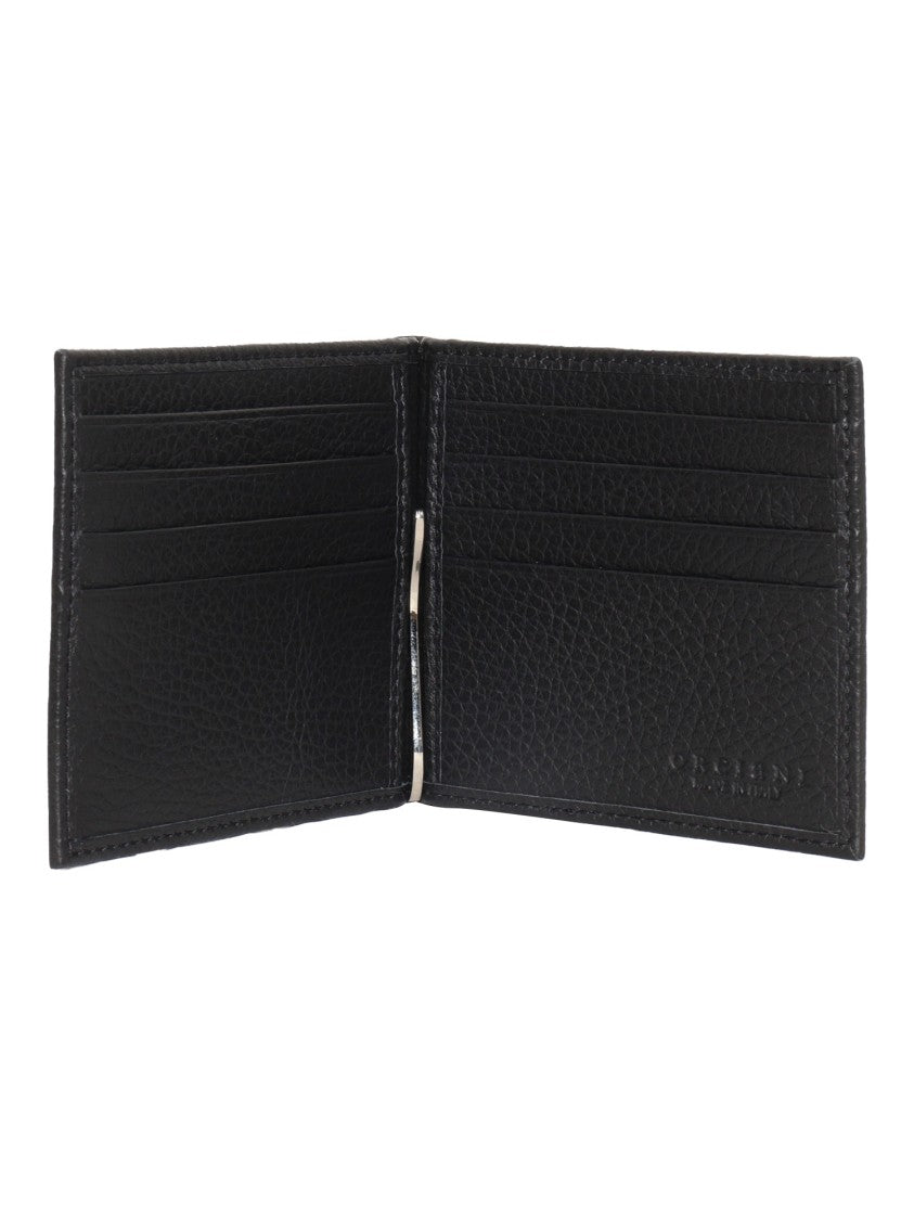 Claudio Orciani Textured Leather Compact Silver Wallet