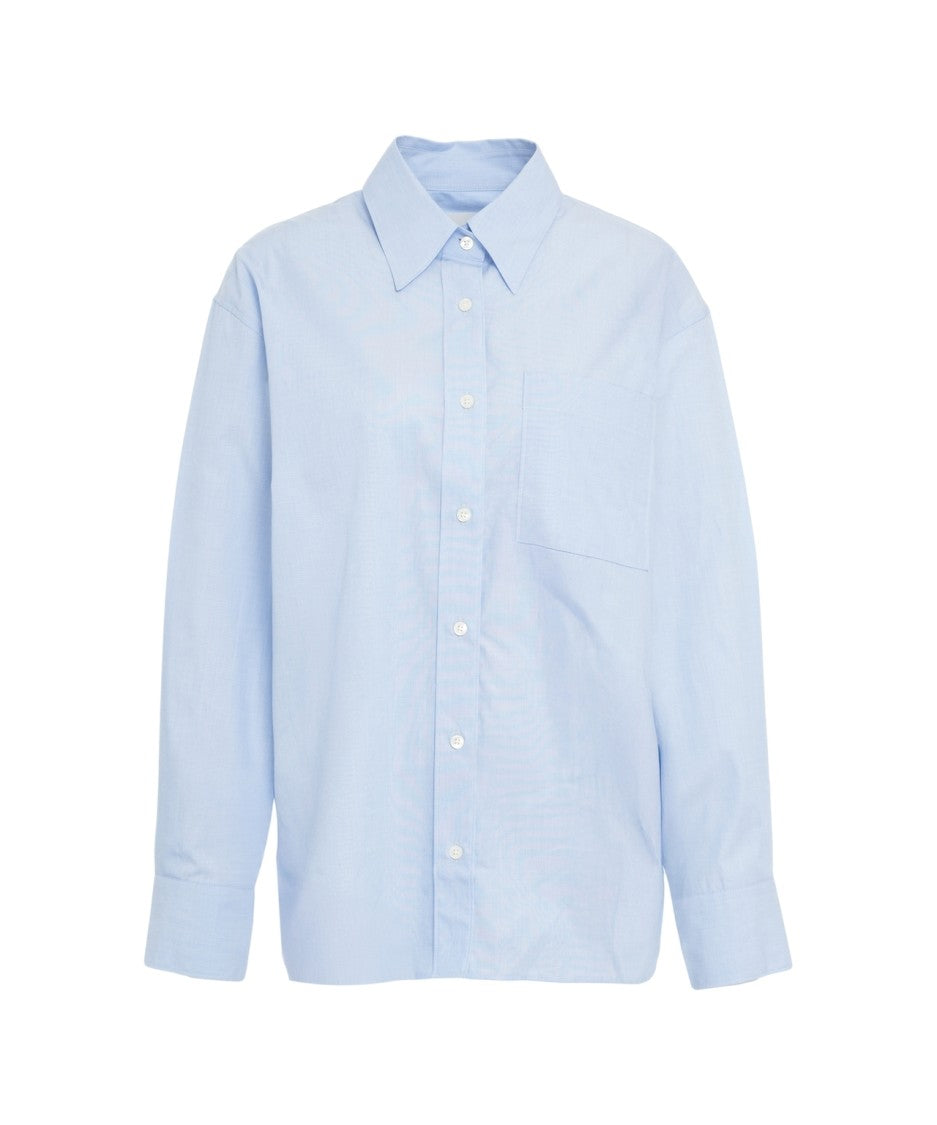 Closed Classic Oversized Cotton Shirt With Pointed Collar And Chest Pocket