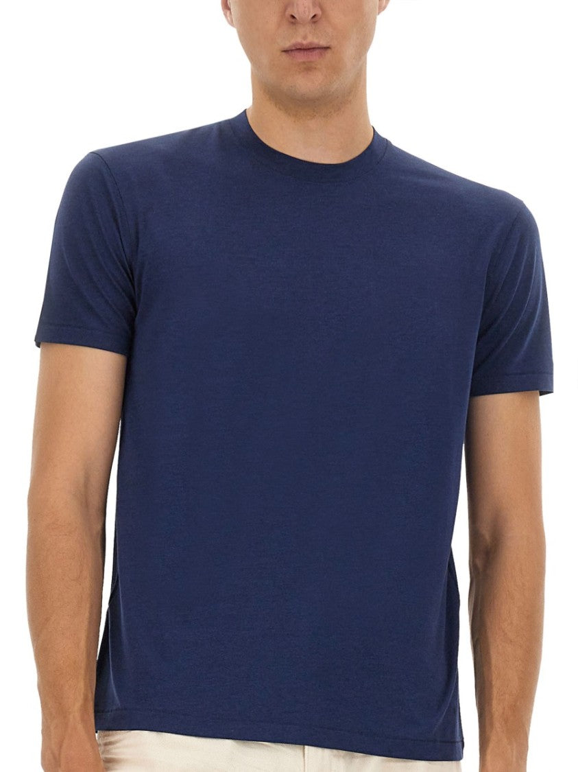Tom Ford Regular Fit Blue T-Shirt With Crew Necklinen