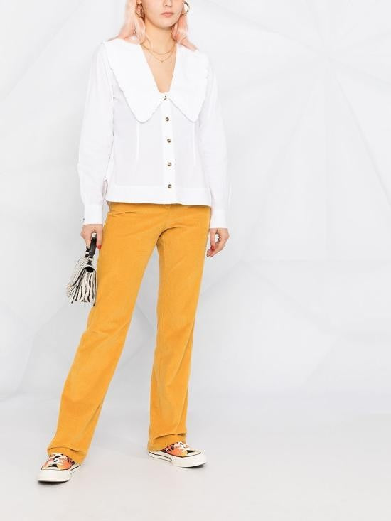 Ganni Rounded Collar White Blouse
