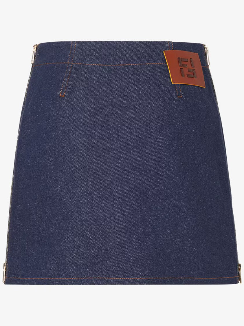 Fendi Ff Reverse Den Indigo Denim Mini Skirt