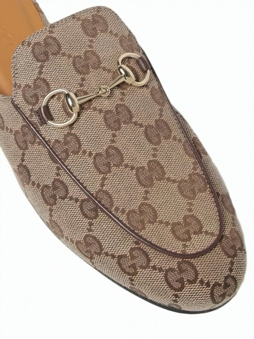 Gucci Canvas Upper Slip-On Loafers With Metallic Horsebit Detail