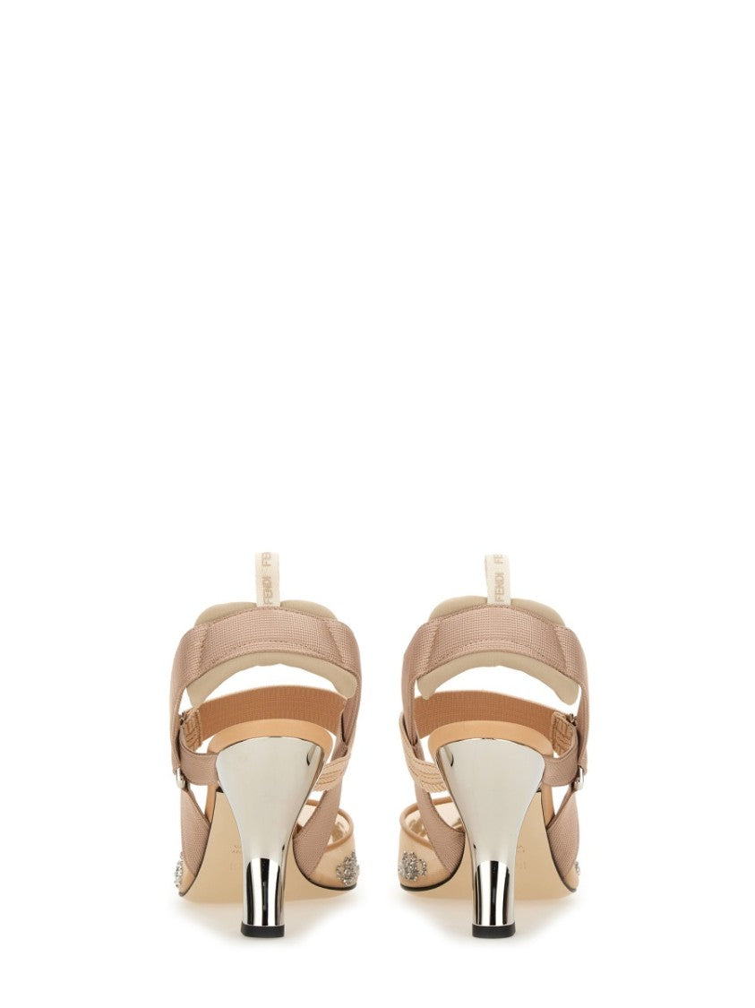 Fendi Slingback Shoes With Pointed Toe And Sculpted Heel