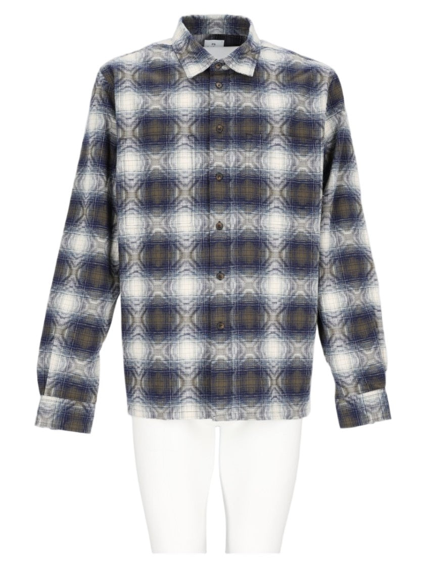 Ps Paul Smith Blue Plaid Button-Up Cotton Casual Shirt
