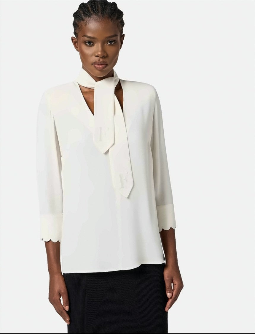 Elisabetta Franchi Georgette Shirt With Embroidered Sash