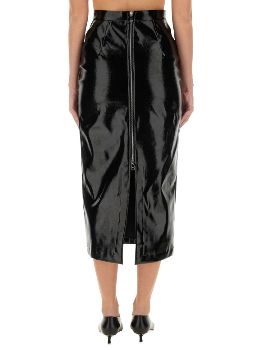 Msgm Patent Leather Midi Skirt