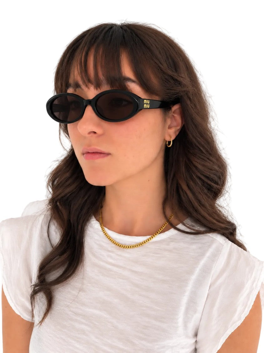 Miu Miu Black 0Mu B09s Rêverie Acetate Oval Sunglasses
