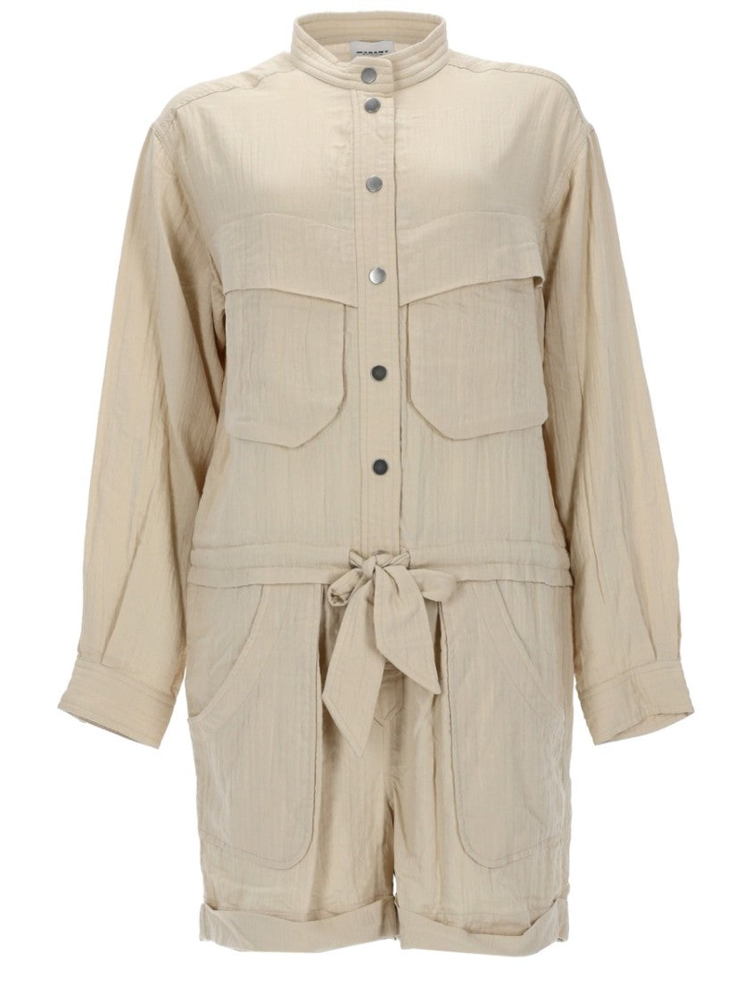 Isabel Marant Étoile Betyna Viscose Cotton Belted Jumpsuit