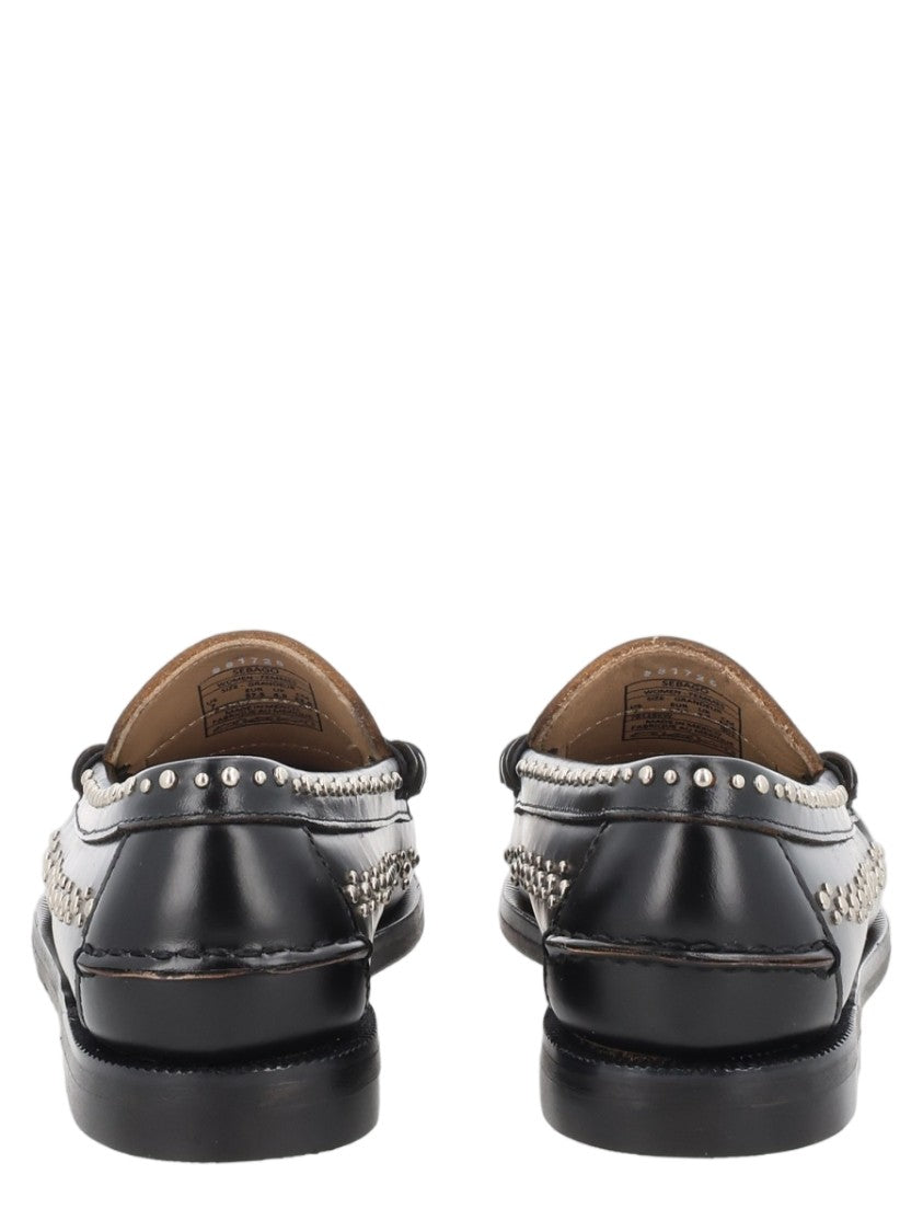 Sebago Penny Strap Black Loafers With Studded Detailing