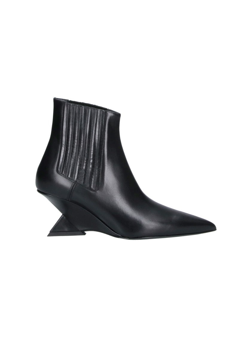 The Attico Ankle Boots With Geometric Heel And Pointed Toe