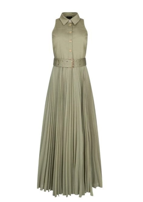 Liu Jo Gabardine Midi Dress With Collar And Adjustable Belt