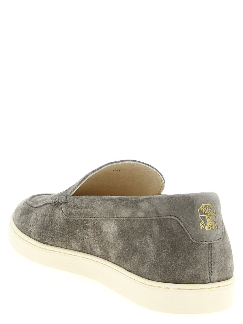 Brunello Cucinelli Slip-On Suede Sneakers With Chevron Effect