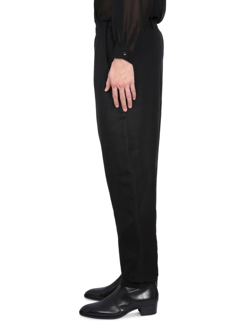 Saint Laurent High-Waist Black Pants With Elastic Waistband