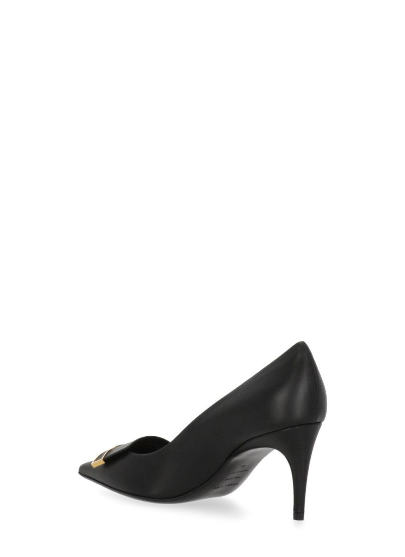 Sergio Rossi Black Arrowhead Decorative Plaque Pumps