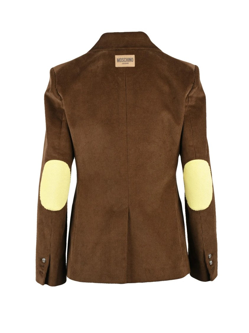 Mo5ch1no Jeans Velvet Corduroy Jacket With Classic Lapel And Elbow Patches