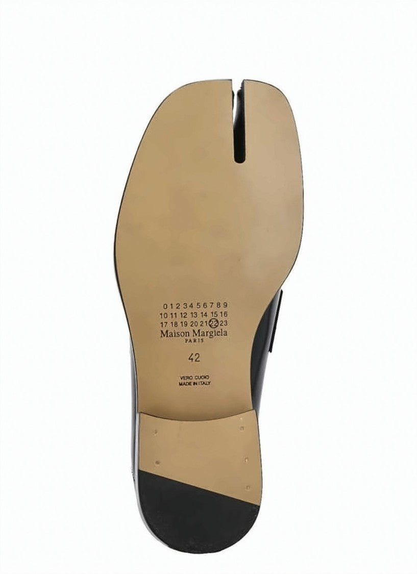 Maison Margiela Split-Toe Black Leather Loafers With Penny Strap