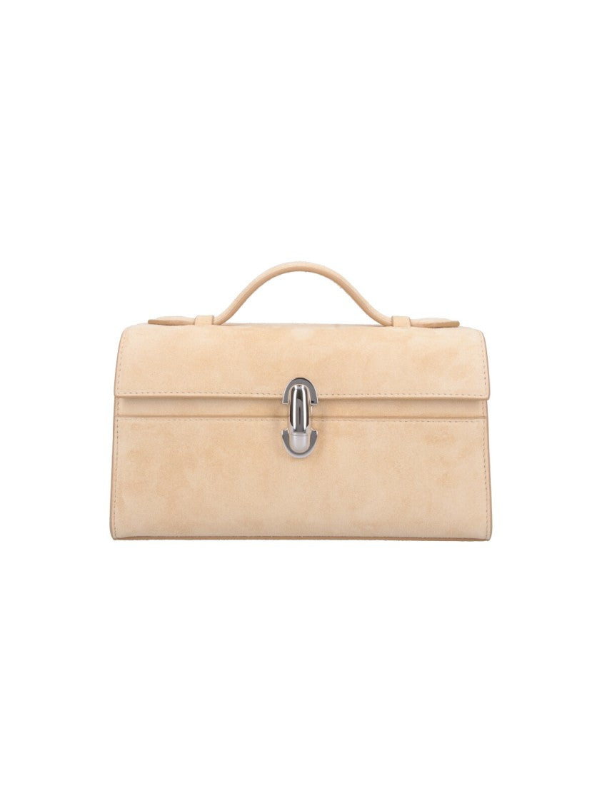 Savette Cream Symmetry Suede Flap Pouch
