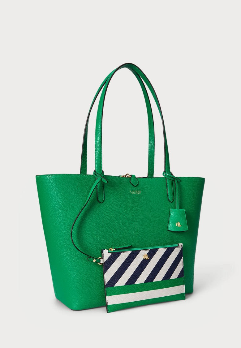 Lauren Ralph Lauren Green Reversible Polyurethane Tote Bag