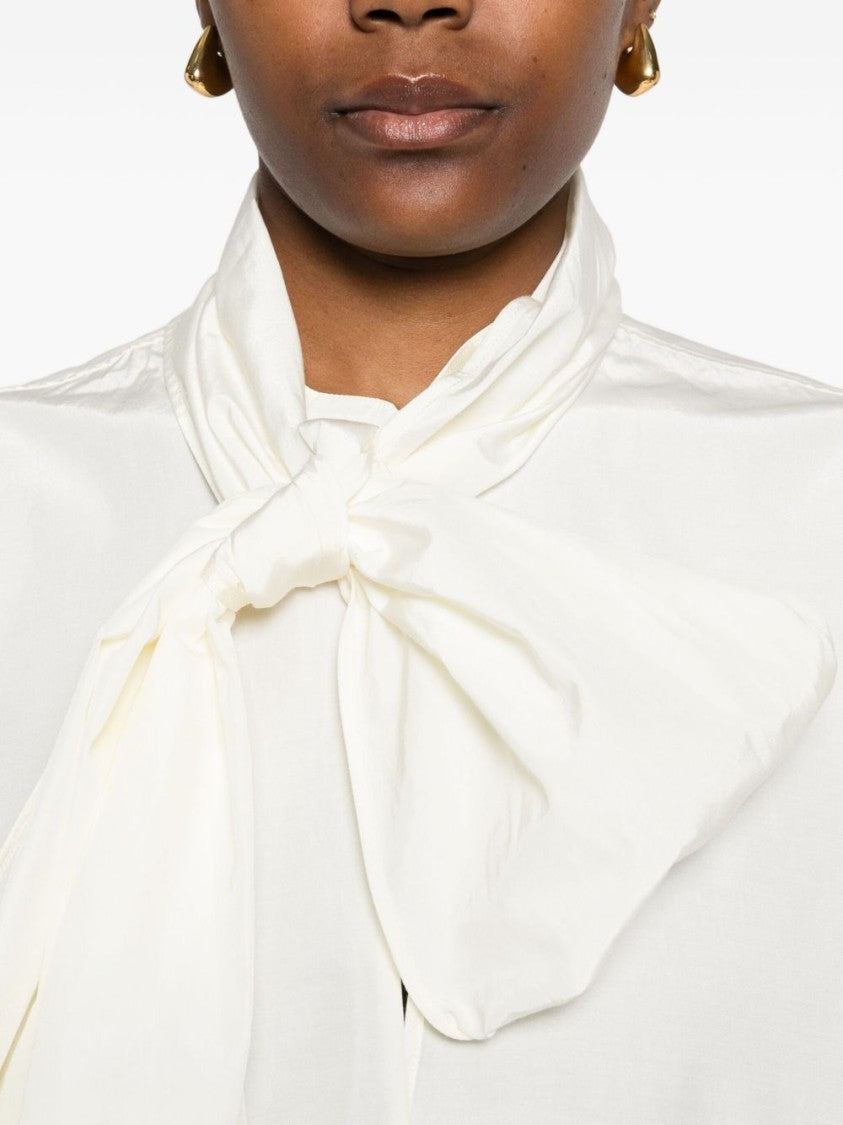 Forte Forte White Blouse With Bow Tie Detail