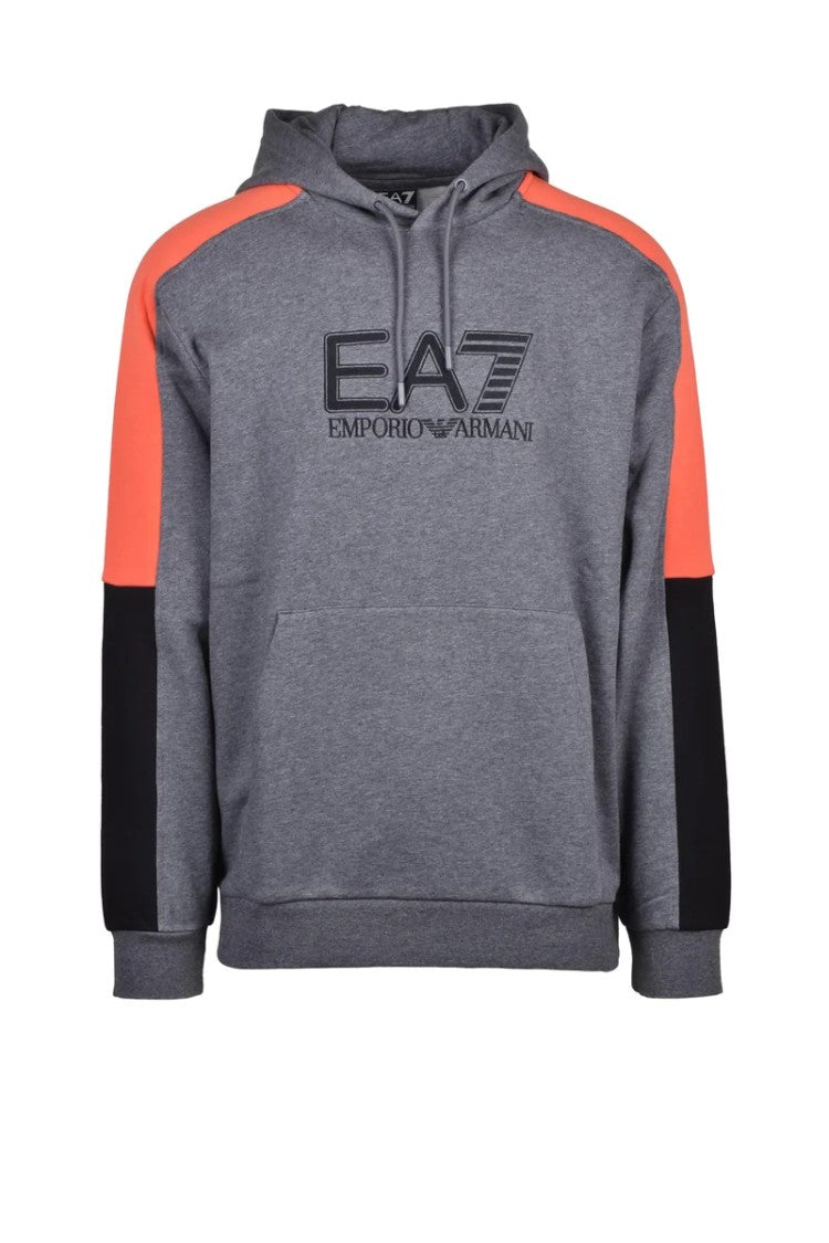 Ea7 Emporio Armani Grey Panel Hooded Sweatshirt