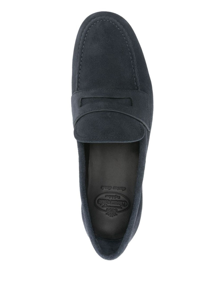Church's Blue Suede Loafers With Classic Penny Strap