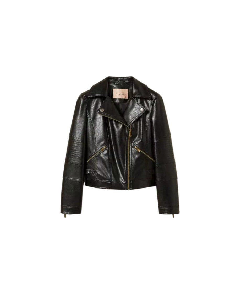 Twin-Set Faux Leather Biker Jacket