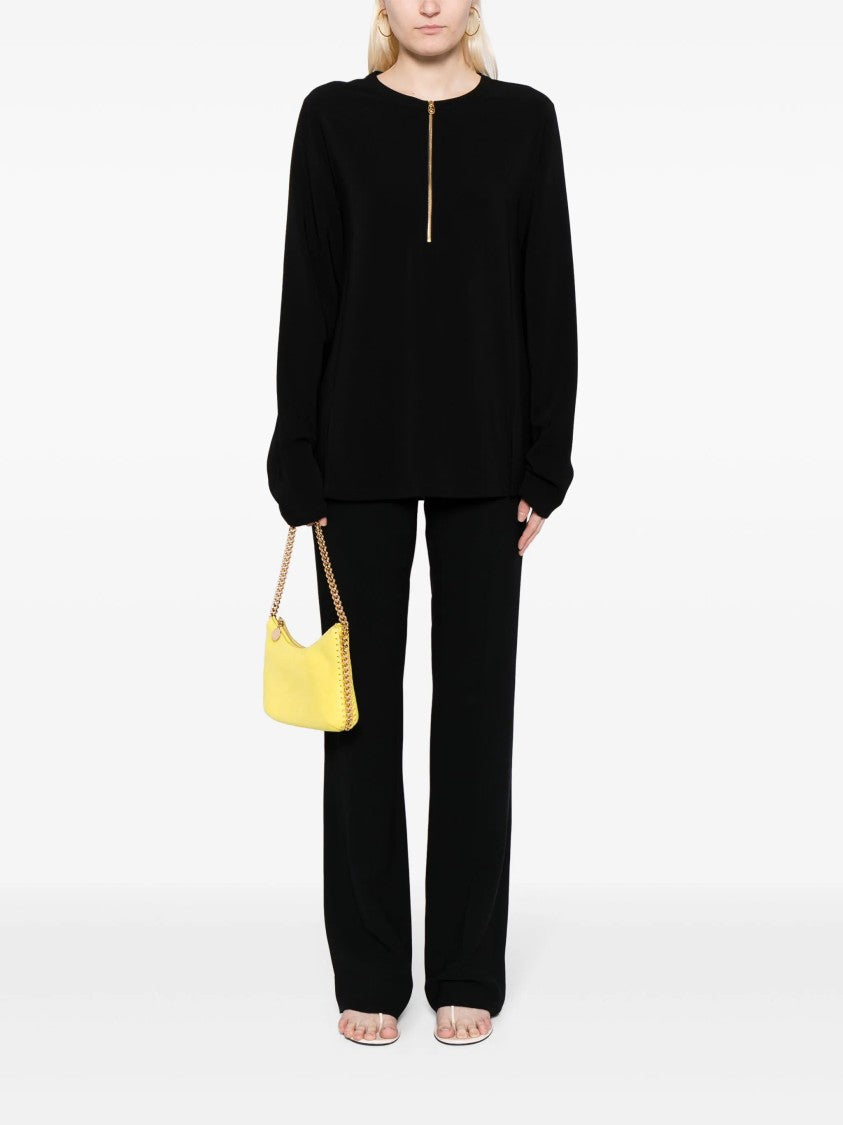 Stella Mccartney Black Iconic Zip Detailed Viscose Top