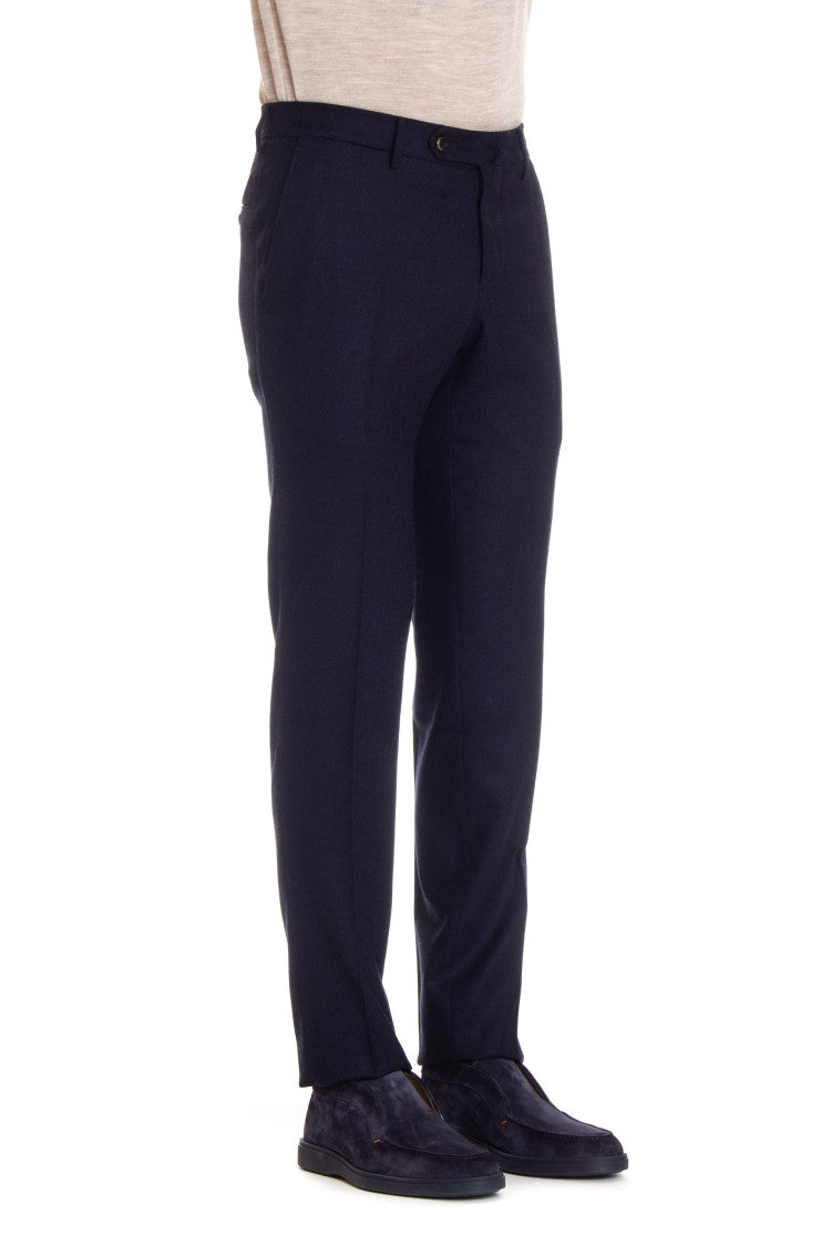 Pt Torino Super 130'S Wool Slim Fit Flat Front Trousers