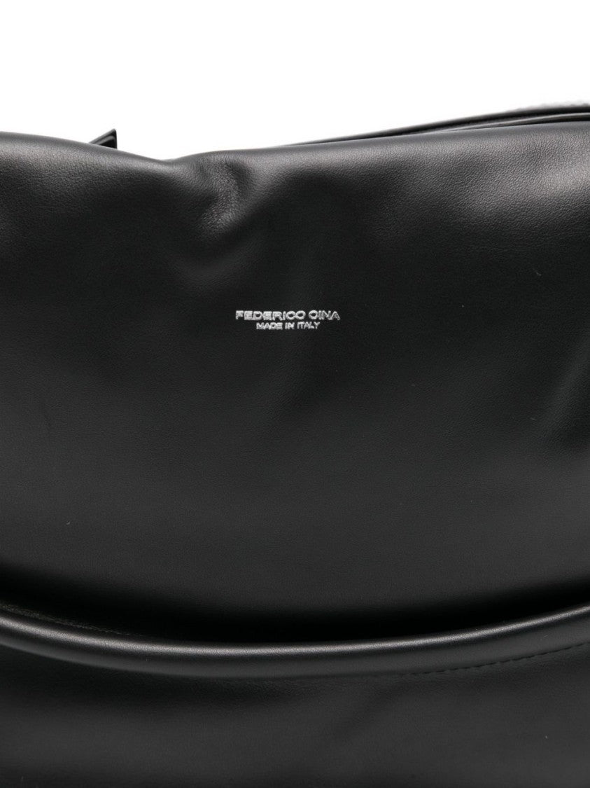 Federico Cina Crescent-Shaped Shoulder Bag In Smooth Calfskin Leather