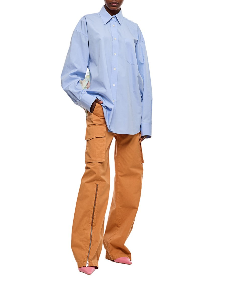Stella Mccartney Front Zip Cargo Pants With Double Box Pleats And Slashed Pockets