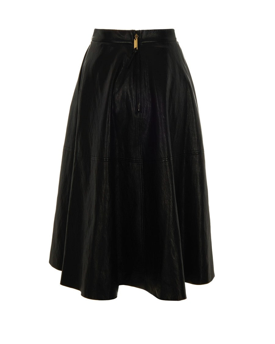 Elisabetta Franchi Craquelé Skirt With Logo Details – Black