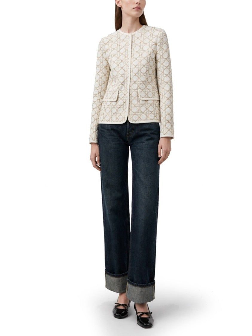 Dior Macrocannage Textured Blazer With Geometric Pattern