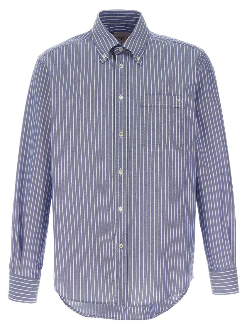 Valentino Garavani Oxford Striped Shirt With Button-Down Collar