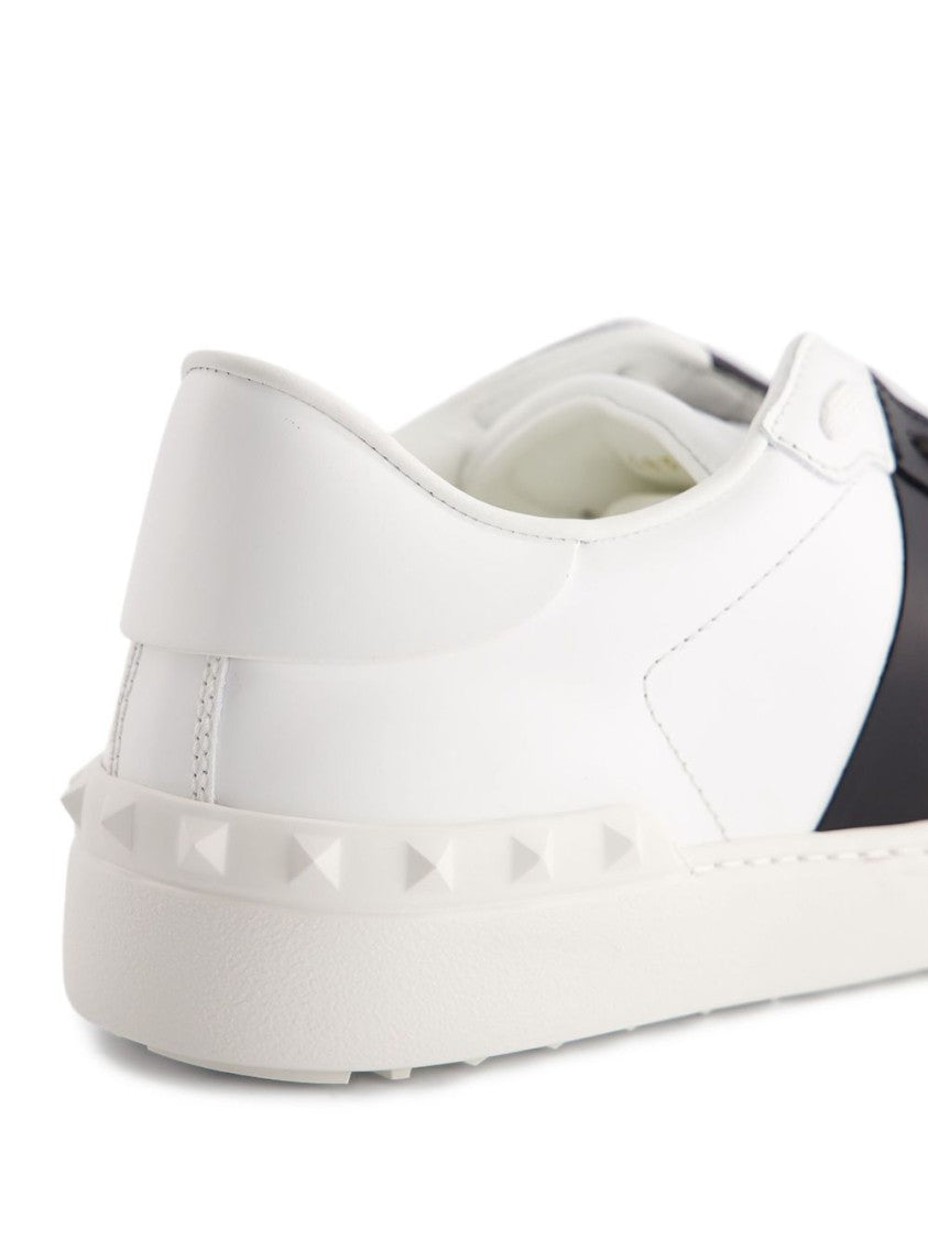 Valentino Garavani White Leather Shoes With Black Leather Strap