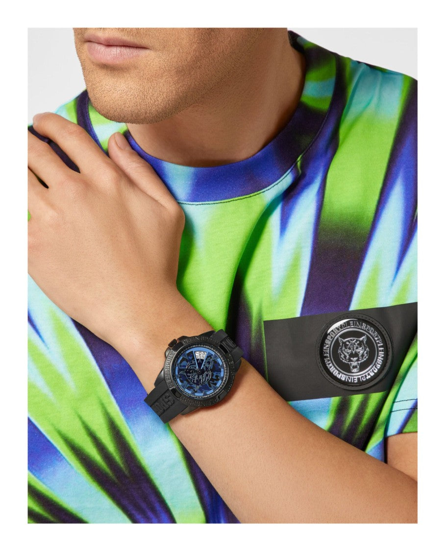 Plein Sport Camo Guilloche Dial Sport Watch With Ip Black Case