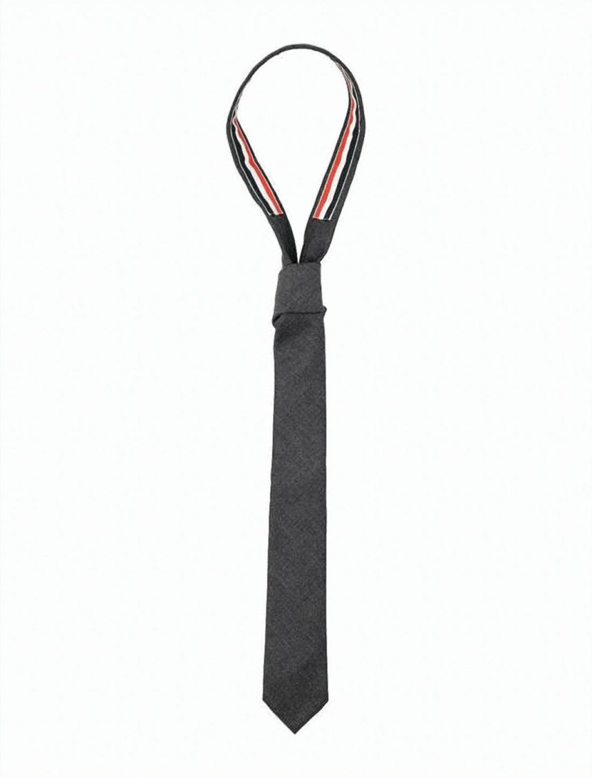 Thom Browne Dark Grey Textured Twill Wool Tie
