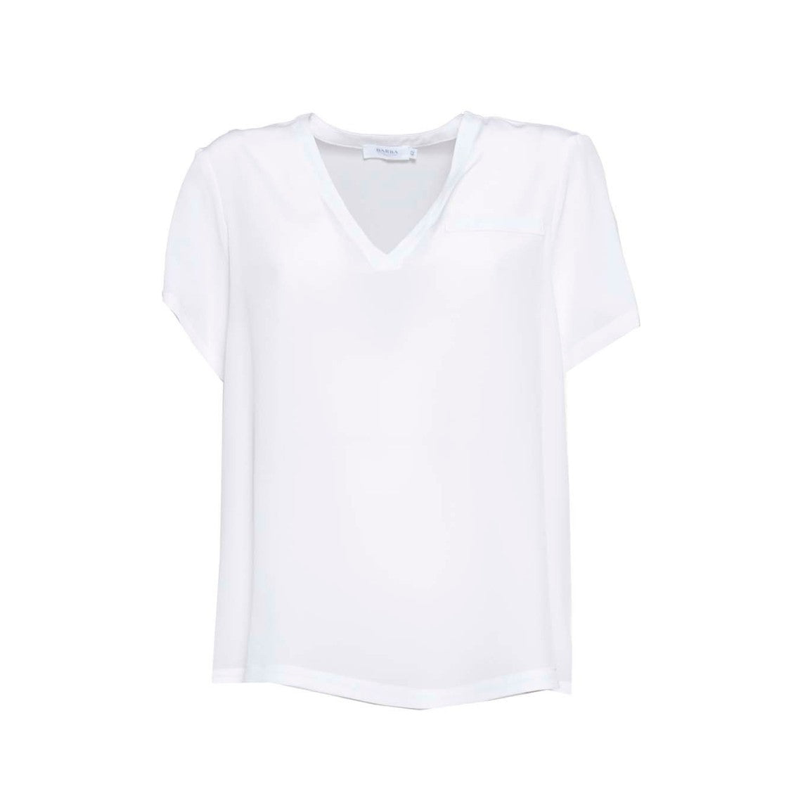 Barba White Silk V-Neck Blouse