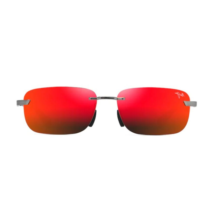 Maui Jim Lanakila Sporty Rimless Sunglasses With Rectangular Mirrored Lenses