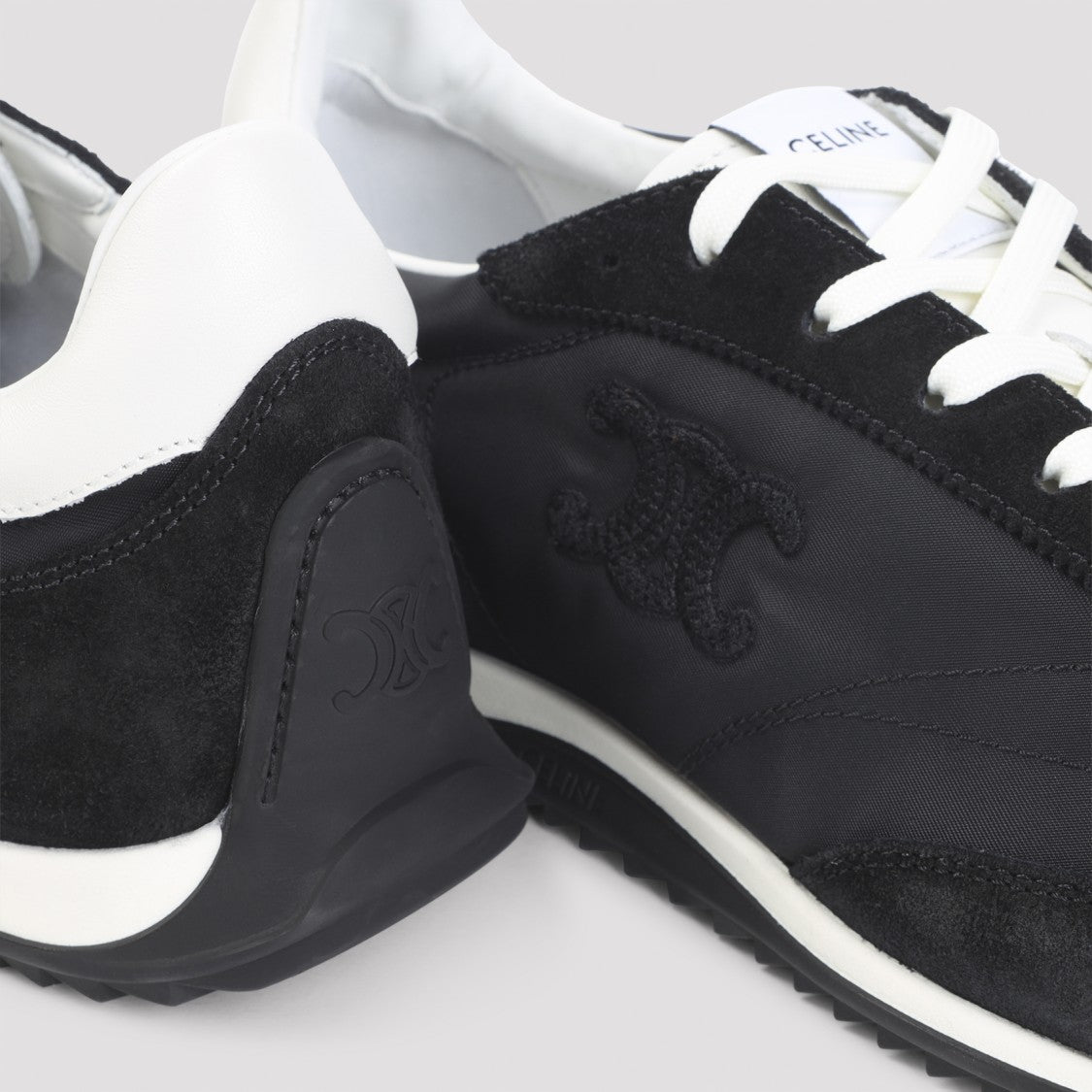 Celine Low Lace-Up Sneakers With Triomphe