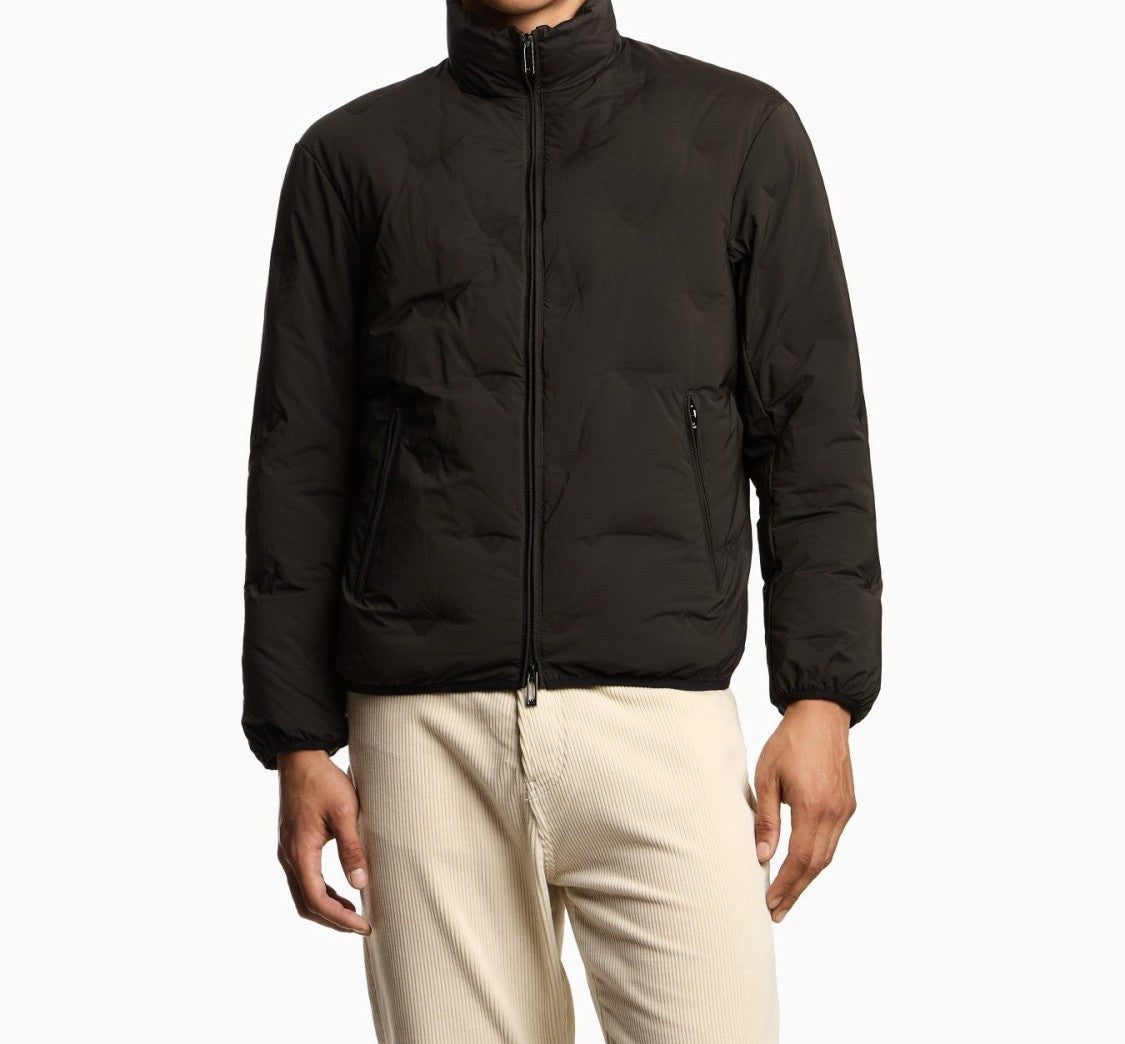 Emporio Armani Black Nylon Bomber Jacket With Eagle Inlay